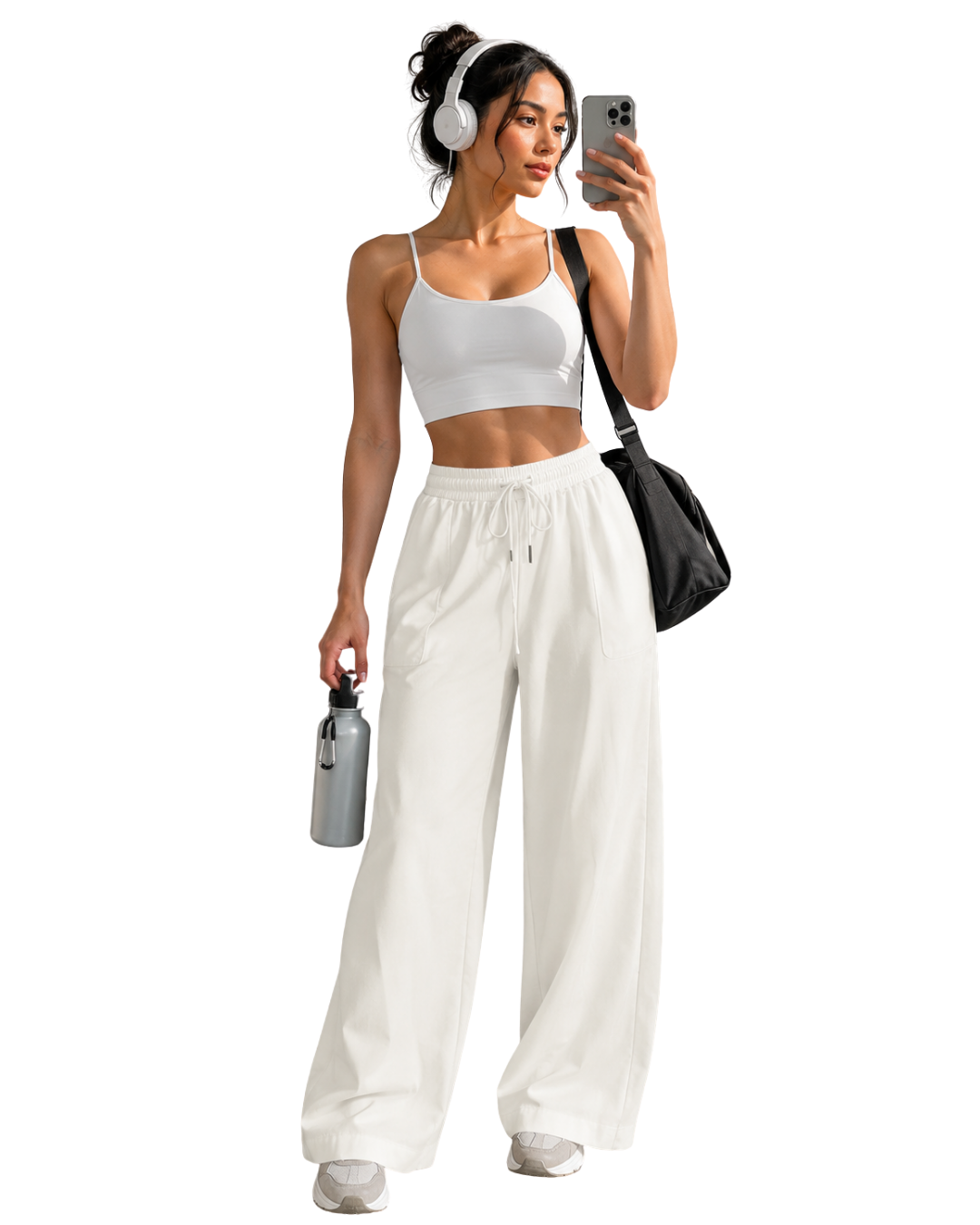 Pantalón Deportivo Wide Leg con Pretina Ajustable
